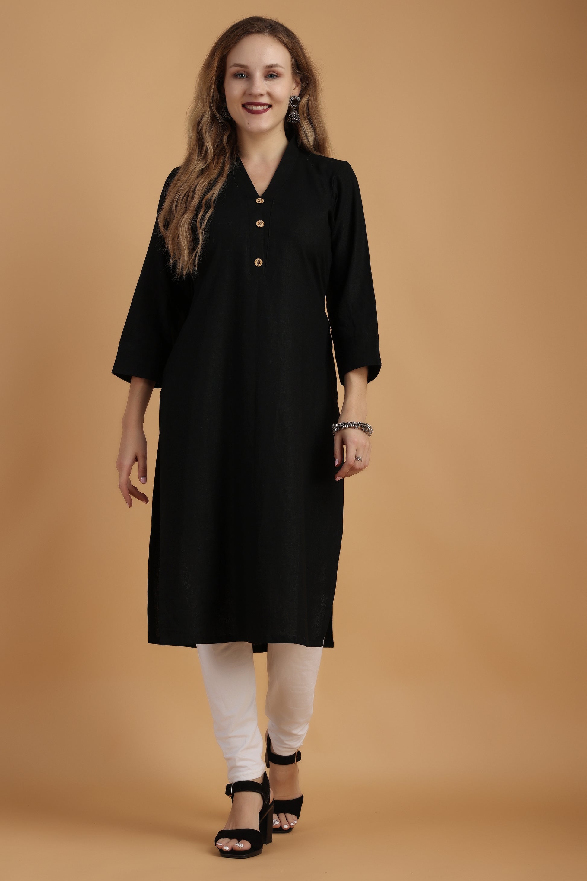 Women's Plus Size Black Cotton kurti and pant set | Apella