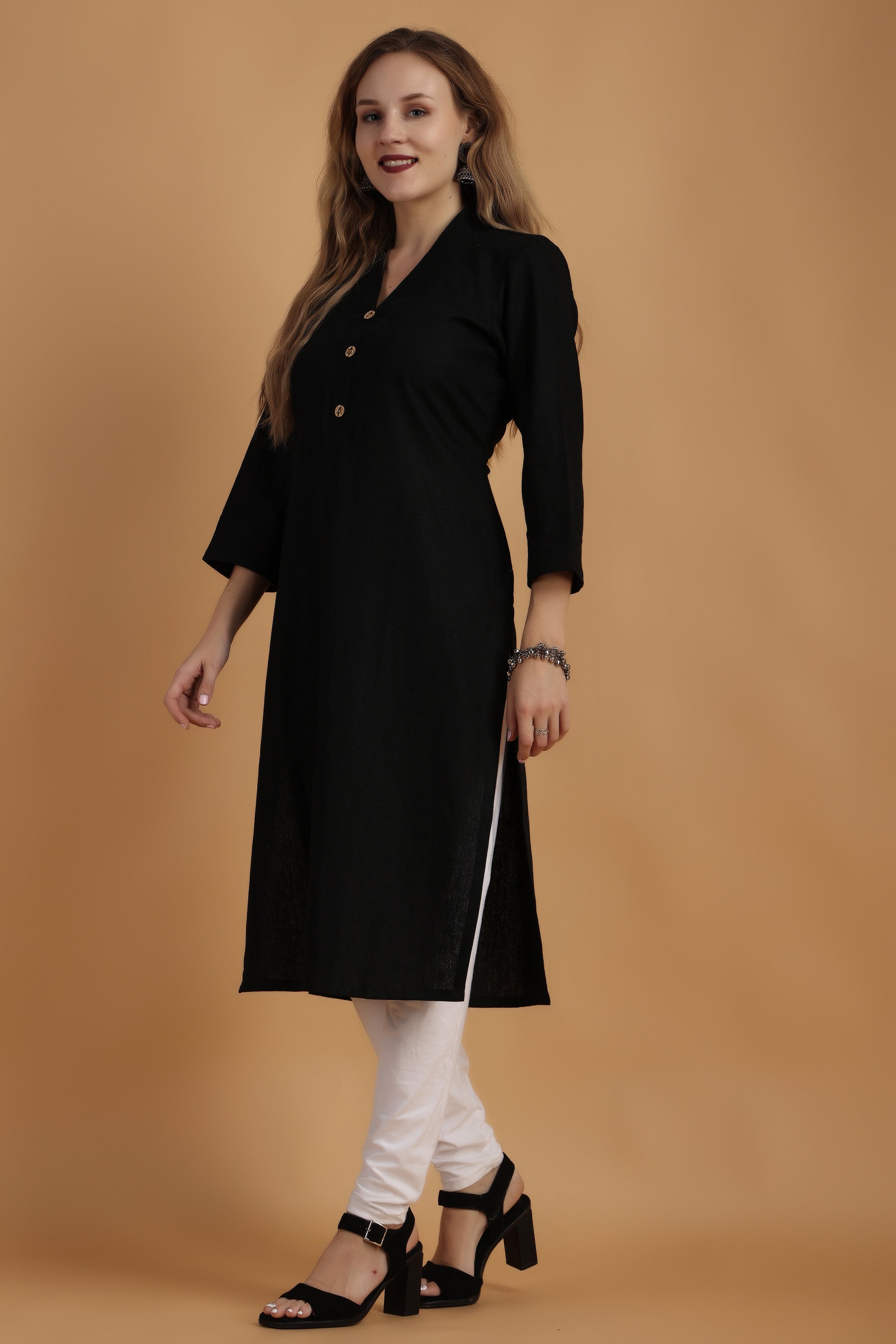 VISVA DESIGNER Cotton Plain Black Parinted Lace Border Anarkali Dress Kurtis  for Women - Not a Set with Dupatta or Pant : Amazon.in: Fashion