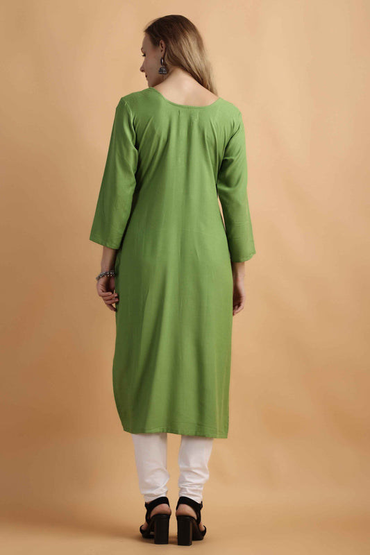 Buy Plus Size ​Exotic Green Rayon Kurta At Apella | Sizes XS to 10 XL | India | Free Delivery | Customized