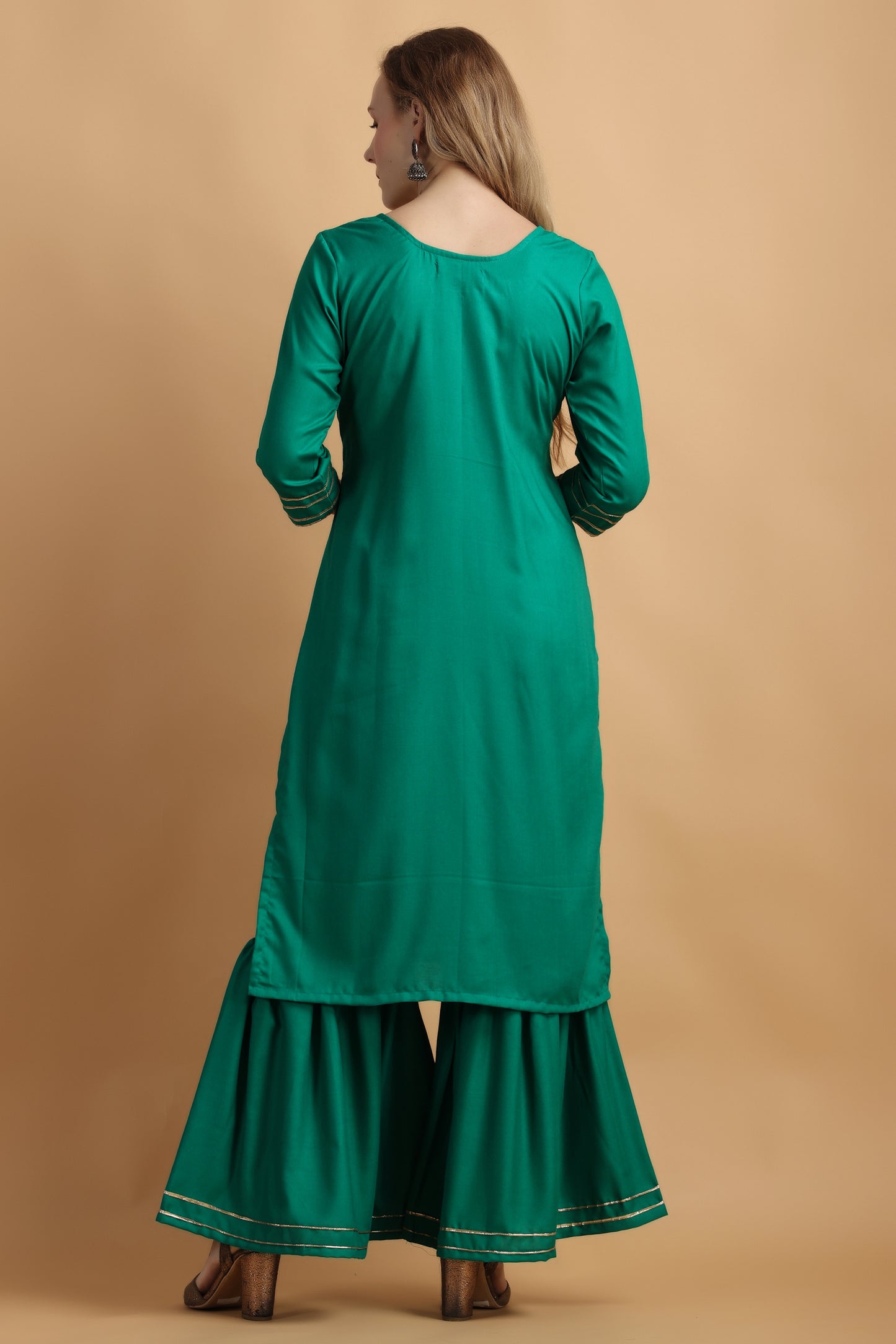 Women Plus Size Green Party Wear fancy sharara suit with Dupatta | Apella