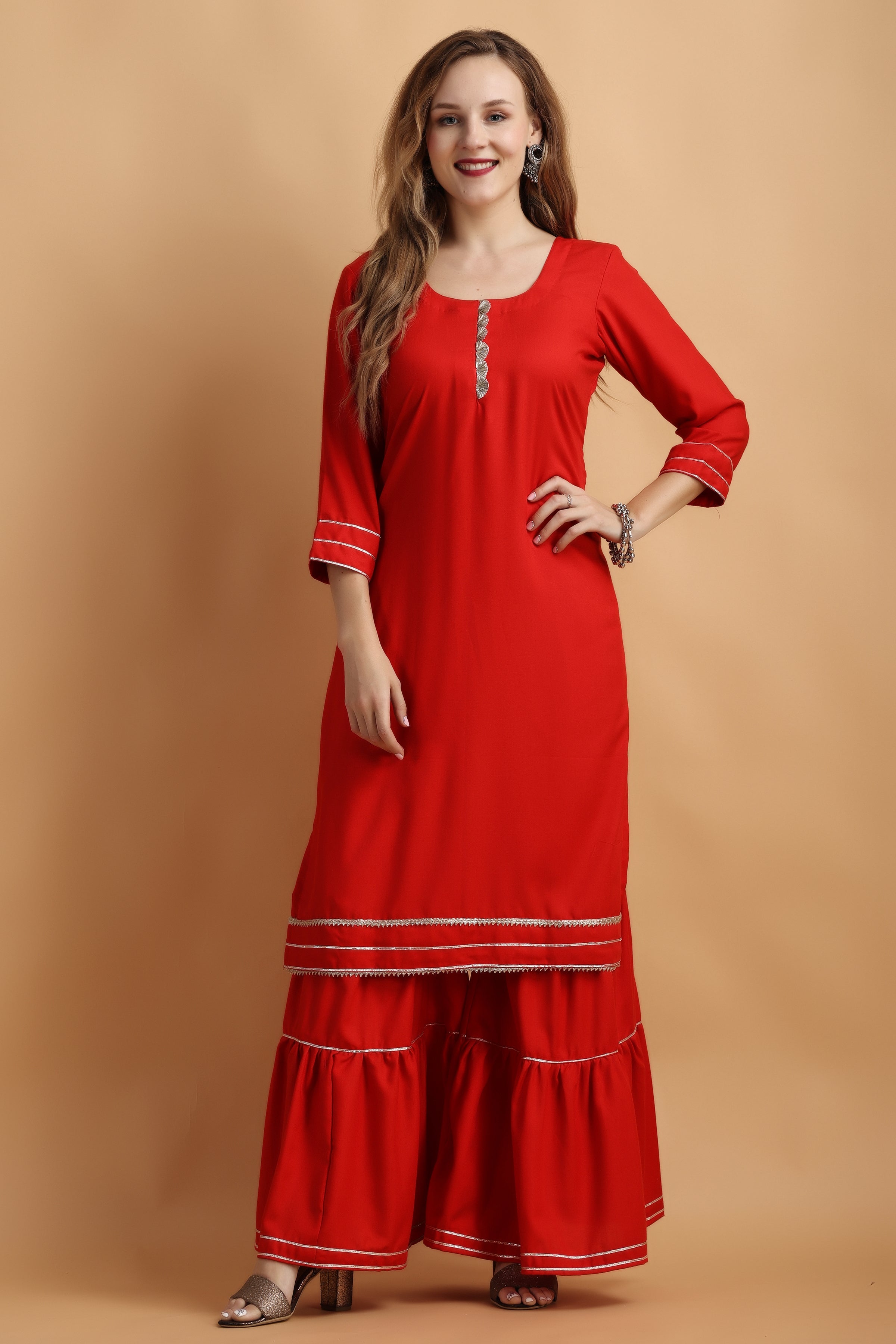 Buy IRA SOLEIL Yellow Womens Round Neck Embroidered Sharara Suit | Shoppers  Stop