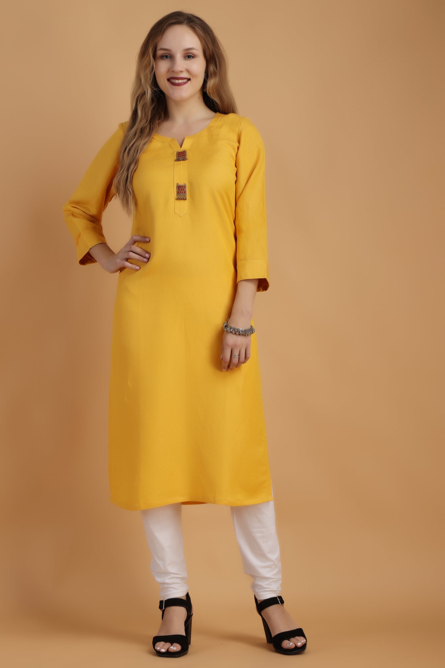 Women's Plus Size Yellow Cotton kurti and pant set | Apella