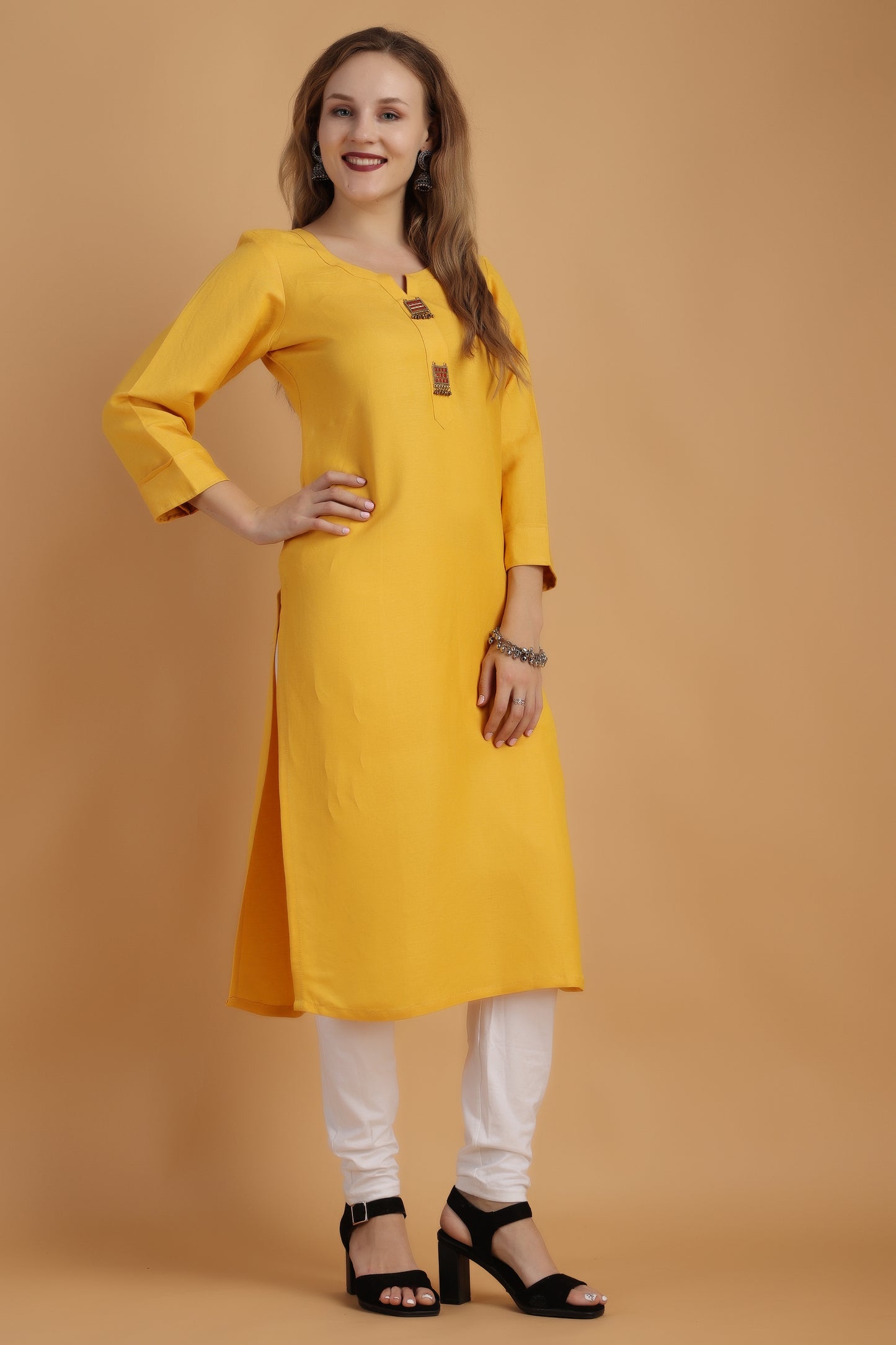 Women's Plus Size Yellow Cotton kurti and pant set | Apella