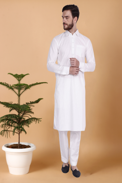 White Plus Size Kurta Pajama