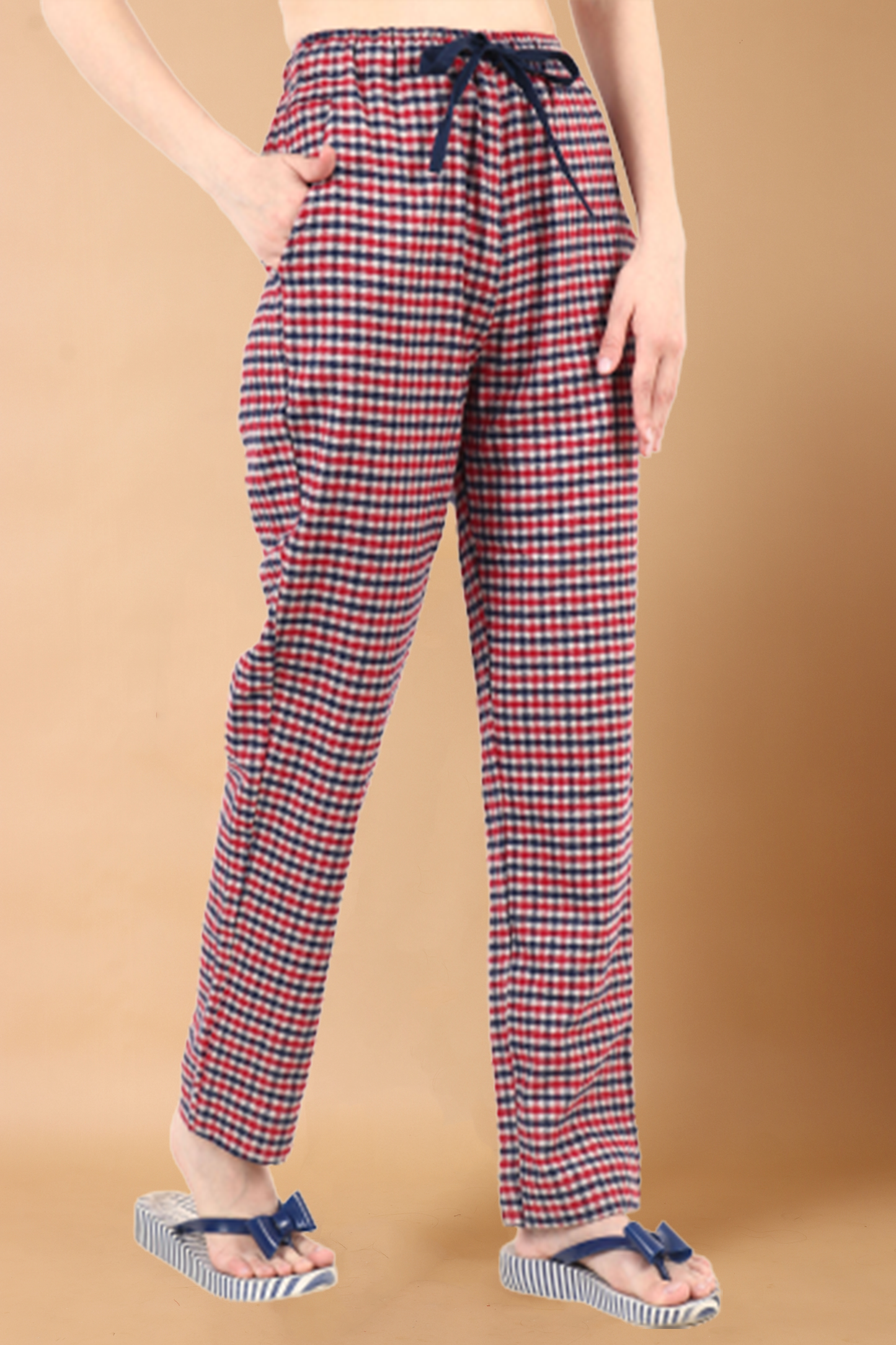 Buy Plus Size ​Red Checked Woollen Pajama At Apella | Sizes XS to 10 XL | India | Free Delivery | Customized